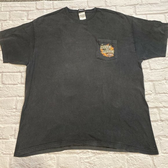 - Harley Davidson Wurtsboro, NY - Hanes Beefy Black Pocket T-Shirt - Men's XL - Picture 2 of 12
